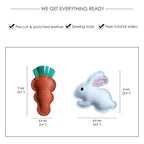 CUCUBIRD POPSEWING® Sheep Leather Bunny & Carrot Keychain DIY Kit  