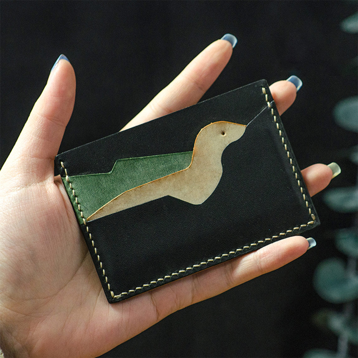 CUCUBIRD POPSEWING® Top Grain Leather Dinosaur Card Holder DIY Kit  