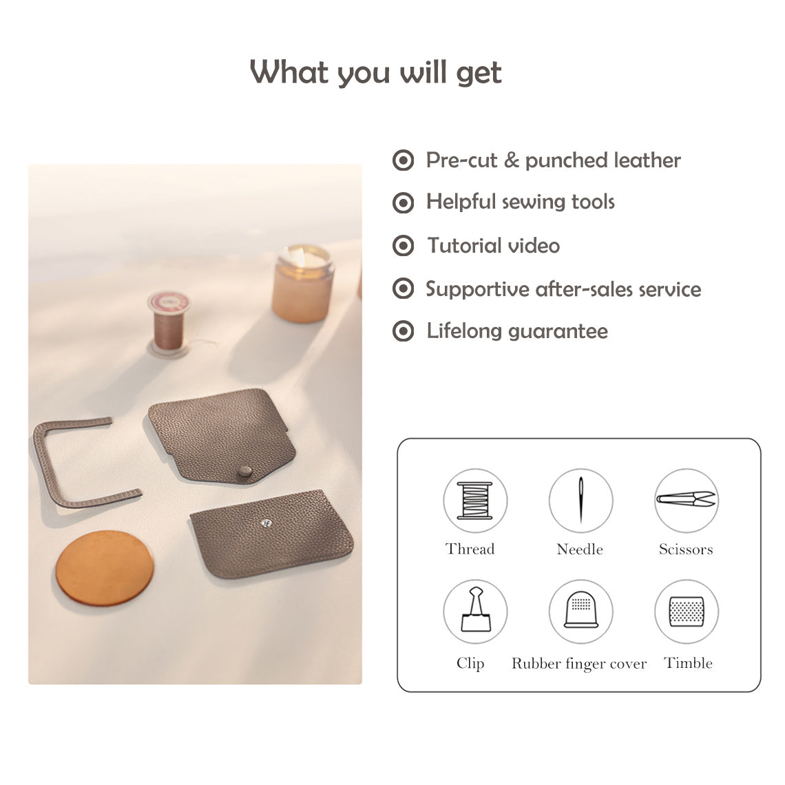 CUCUBIRD POPSEWING® Top Grain Leather Envelope Card Holder DIY Kit  