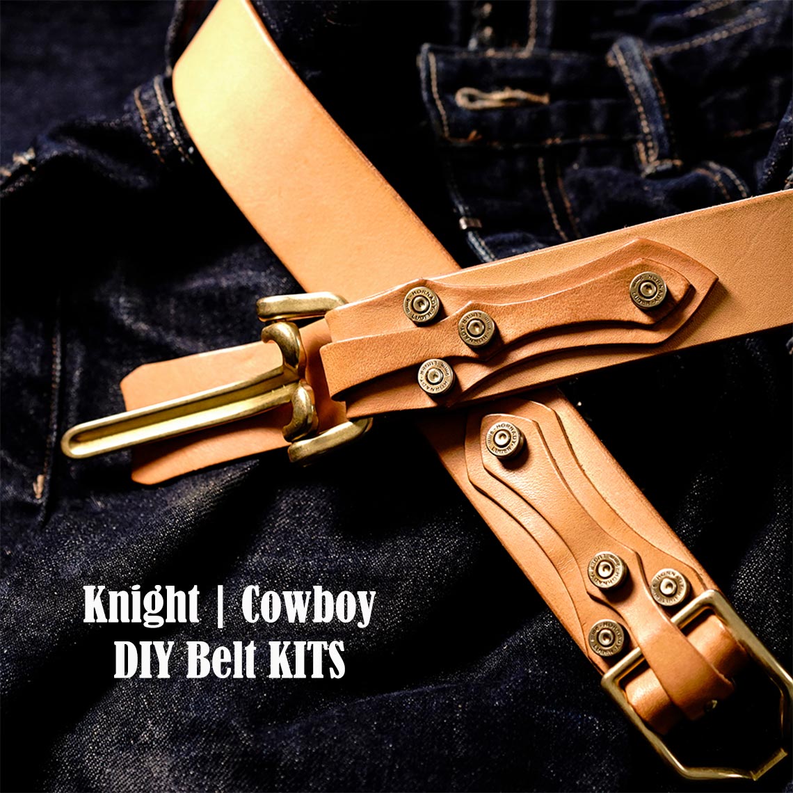 CUCUBIRD POPSEWING® Full Grain Leather Knight Buckle Cowboy Belt DIY Kit  