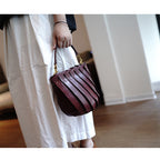 CUCUBIRD Vegetable Tanned Leather Design Shell Handbag  