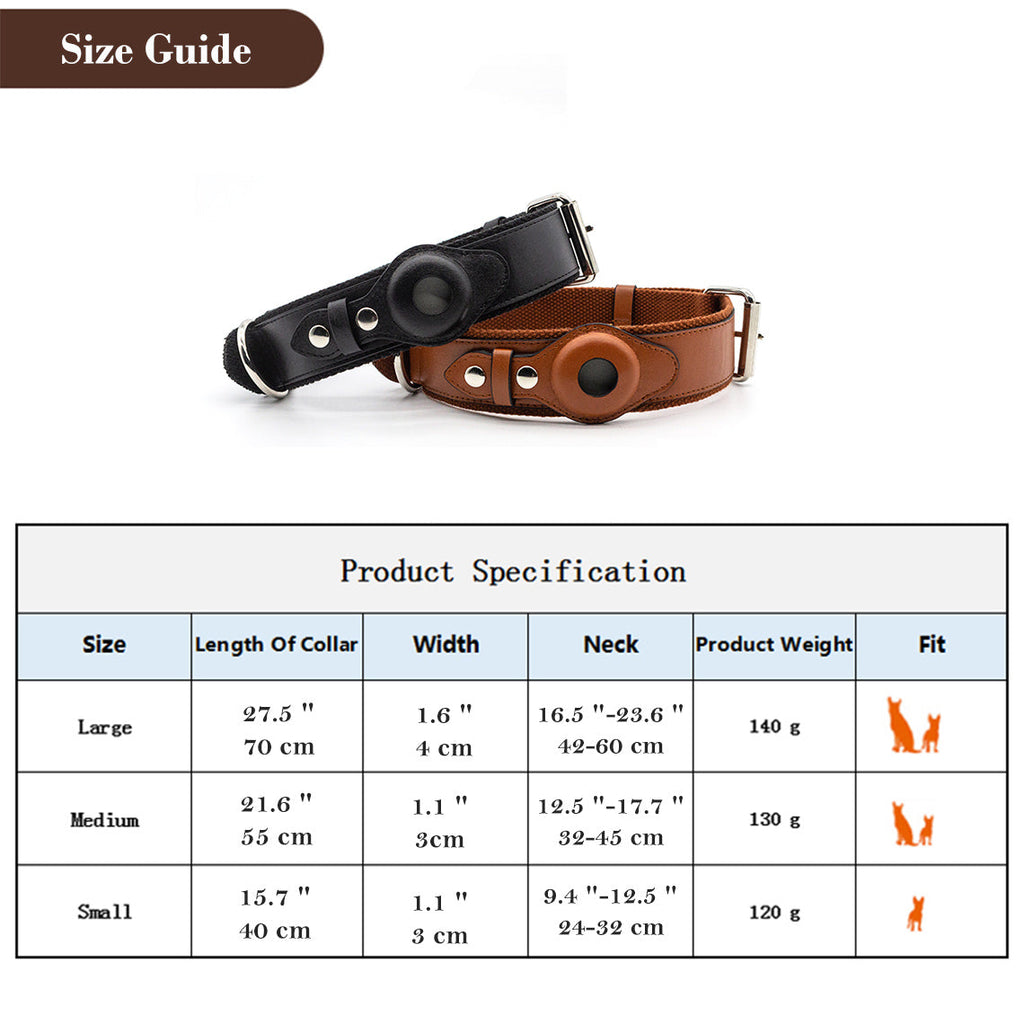 CUCUBIRD Vegan Leather Dog Collar with Airtag Case - Dark Green  
