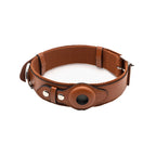 CUCUBIRD Vegan Leather Dog Collar with Airtag Case - Brown  
