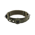 CUCUBIRD Vegan Leather Dog Collar with Airtag Case - Dark Green  