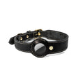 CUCUBIRD Genuine Leather Dog Collar with Airtag Case - Black  