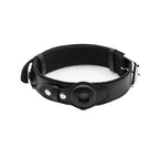 CUCUBIRD Vegan Leather Dog Collar with Airtag Case - Black & Blue  