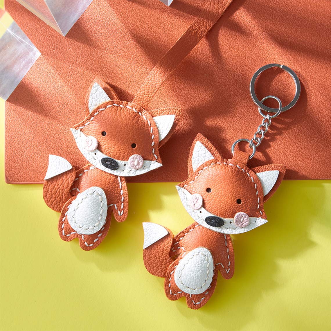 CUCUBIRD POPSEWING® Sheep Leather Little Fox Keychain DIY Kit  