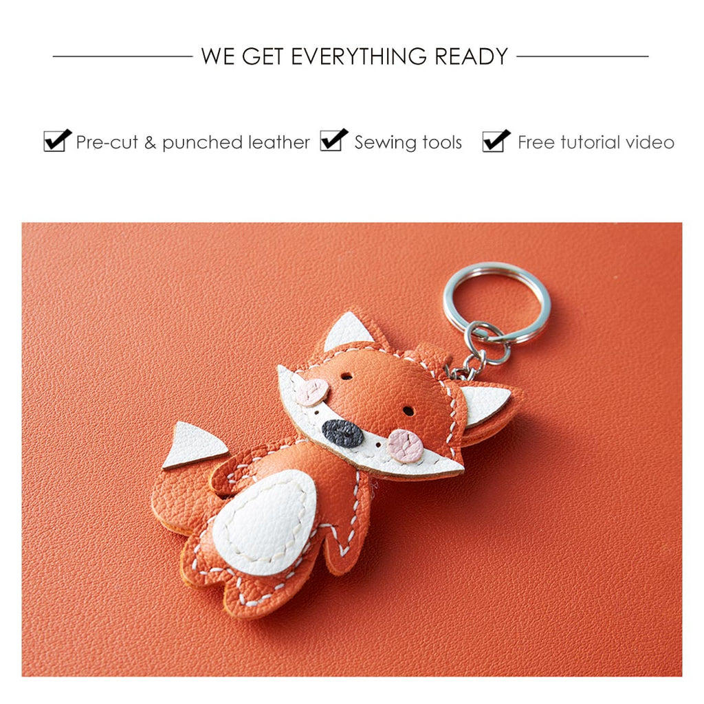CUCUBIRD POPSEWING® Sheep Leather Little Fox Keychain DIY Kit  