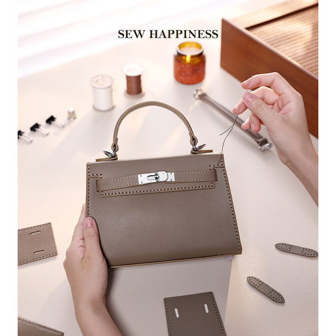 CUCUBIRD POPSEWING® Top Grain Leather Inspired Sellier Kylie Bag DIY Kit | Price Drop at Checkout  