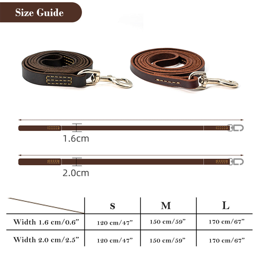 CUCUBIRD Genuine Leather Dog Leash - Dark Brown  