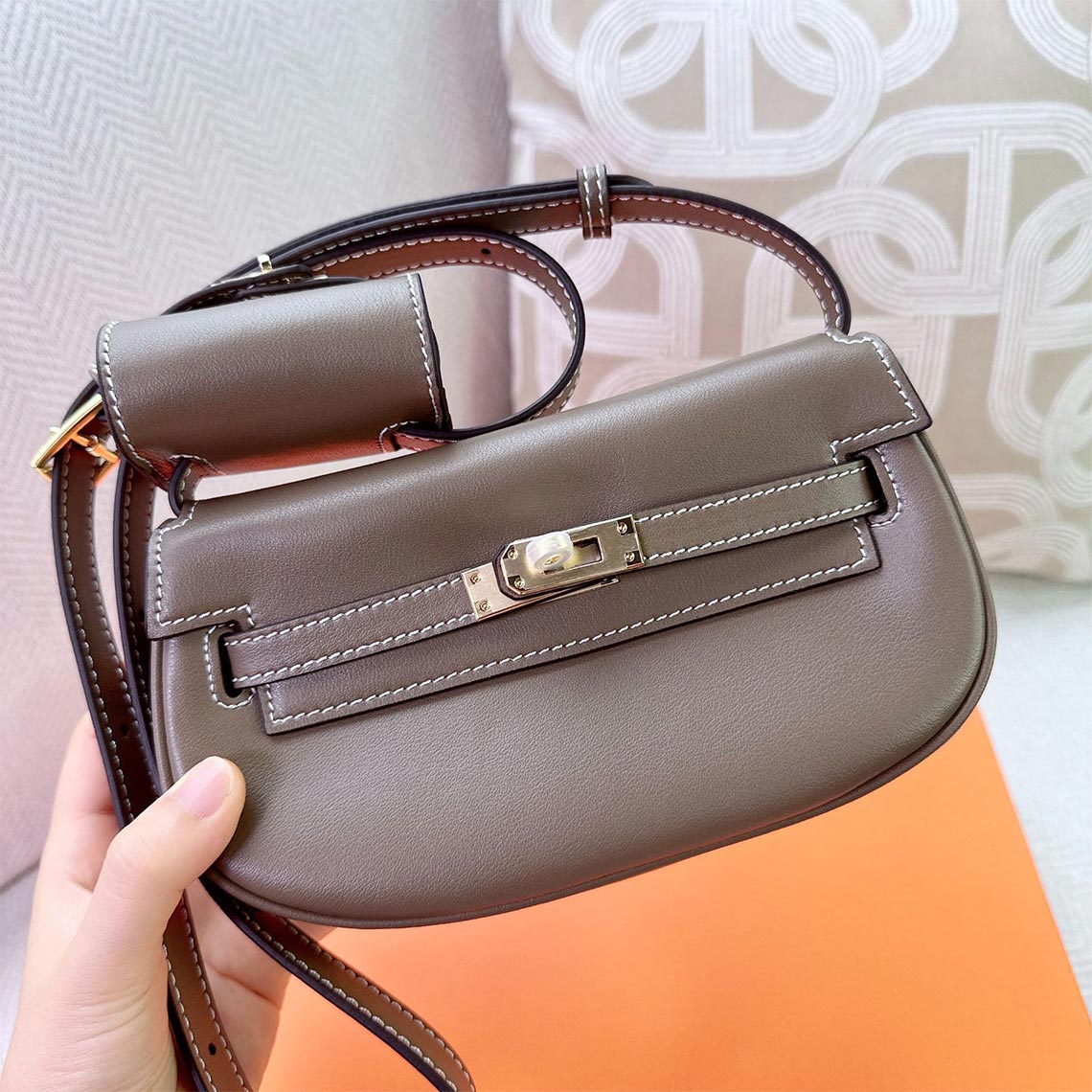 Top Grain Leather New Kelly Saddle Bag