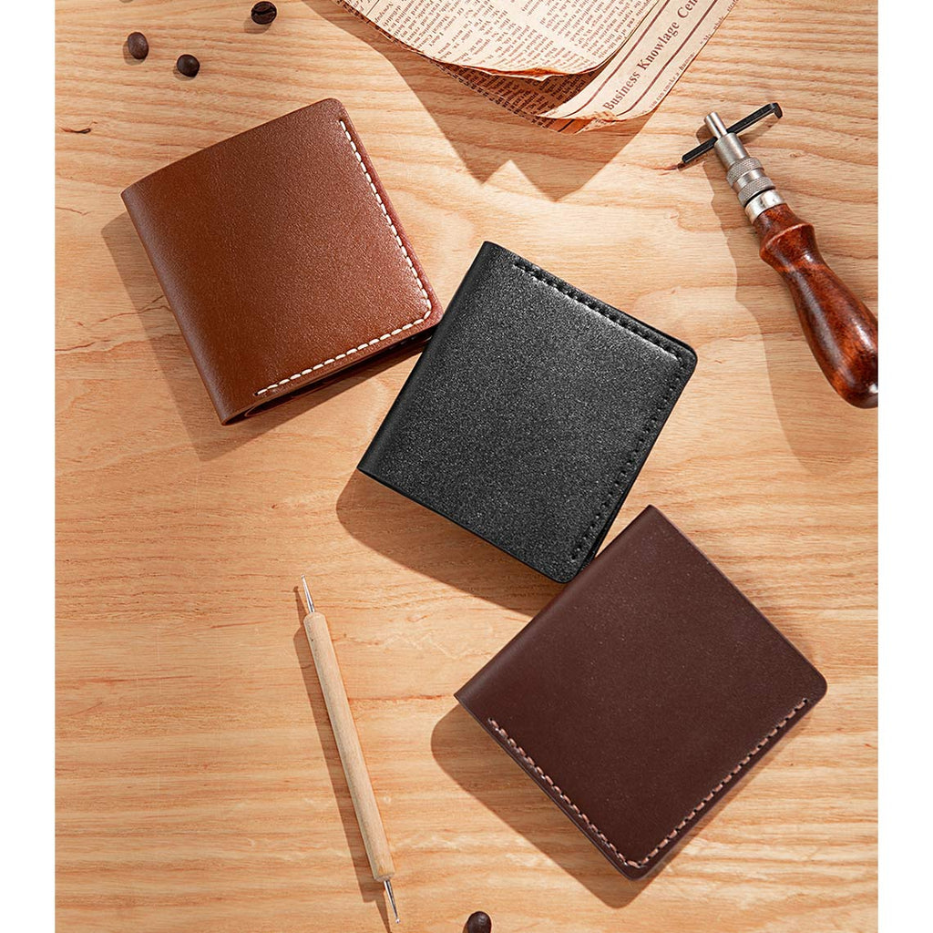 CUCUBIRD POPSEWING® Full Grain Leather Men's Bifold Wallet DIY Kit  