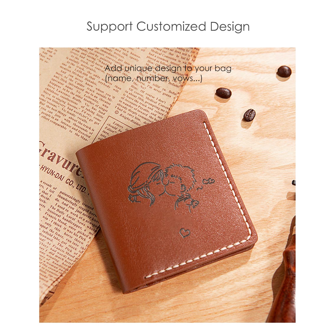 CUCUBIRD POPSEWING® Full Grain Leather Men's Bifold Wallet DIY Kit  