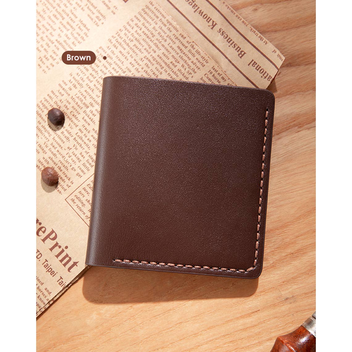 CUCUBIRD POPSEWING® Full Grain Leather Men's Bifold Wallet DIY Kit  