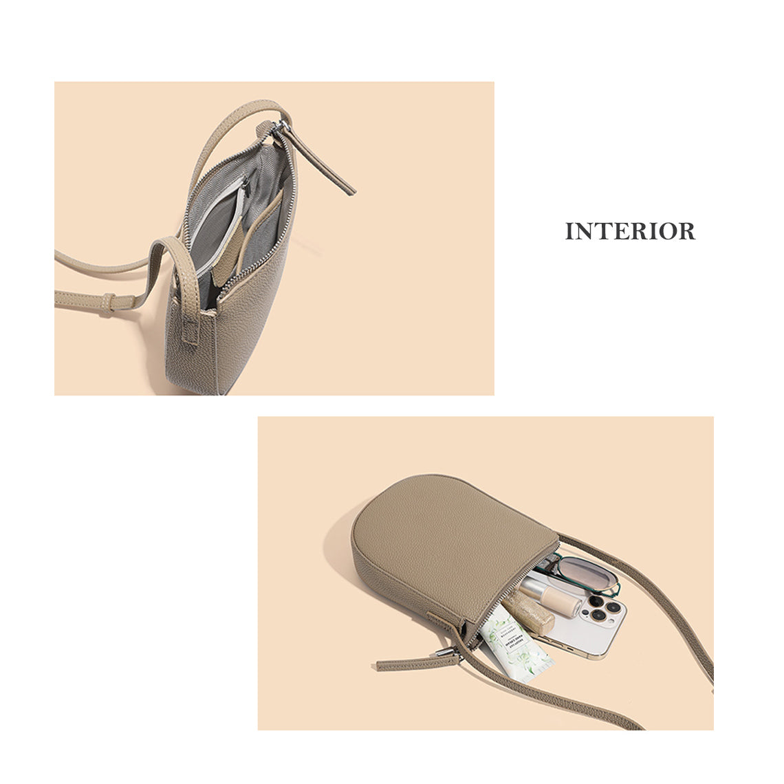 CUCUBIRD Leather Simple Crossbody Phone Bag  