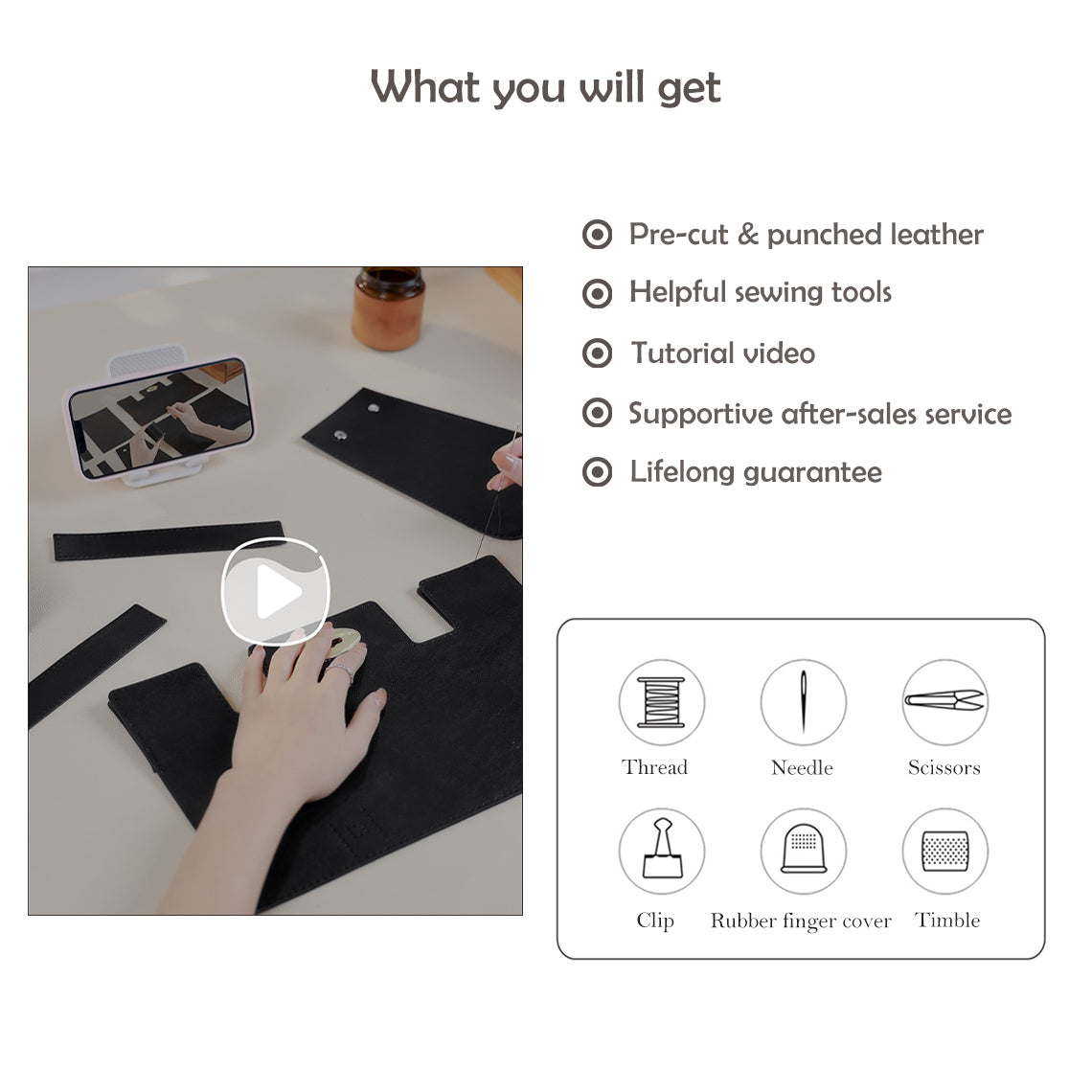 CUCUBIRD POPSEWING® Leather Women Work Tote Bag DIY Kit  