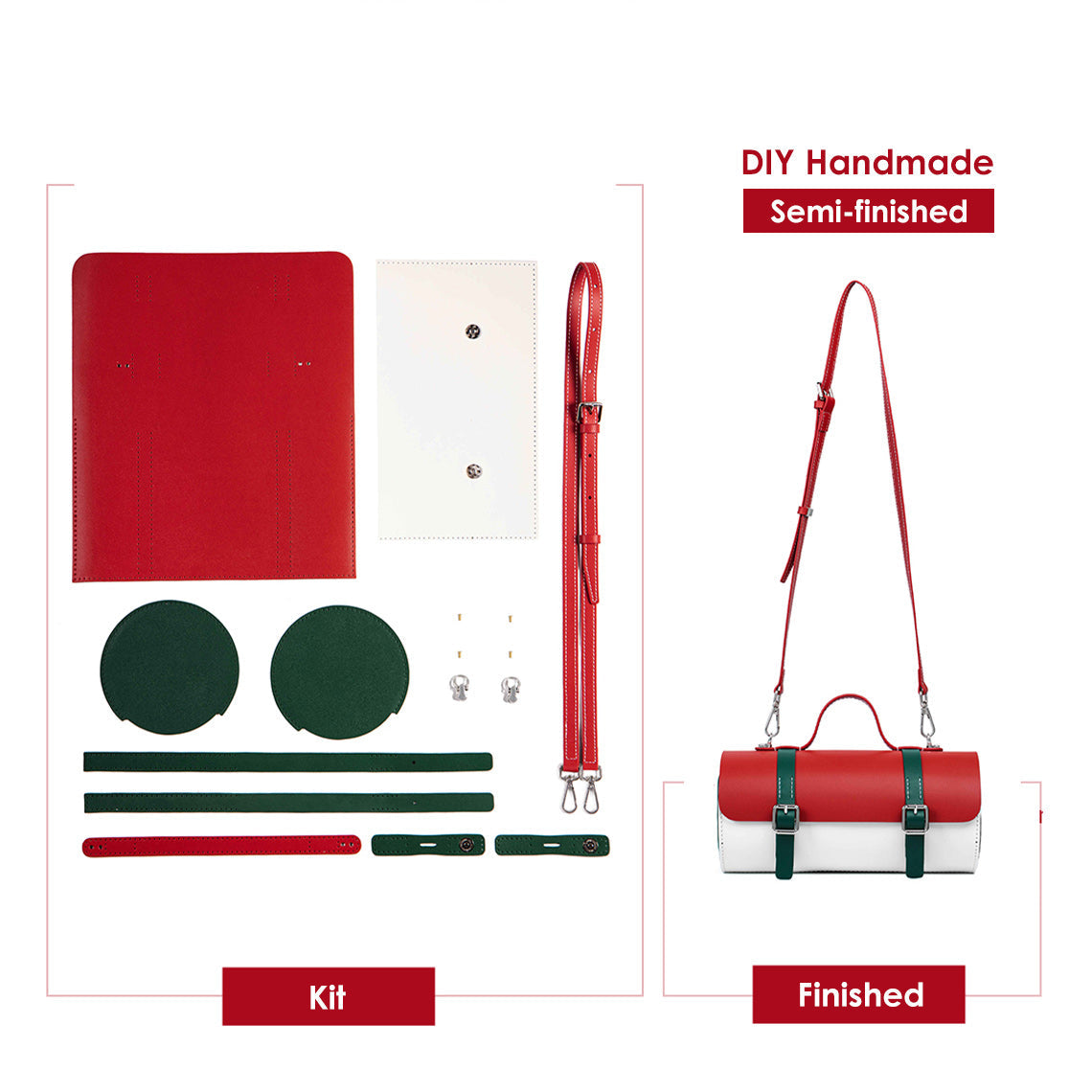 CUCUBIRD POPSEWING® Leather Cylinder Satchel Top Handle Bag DIY Kit  