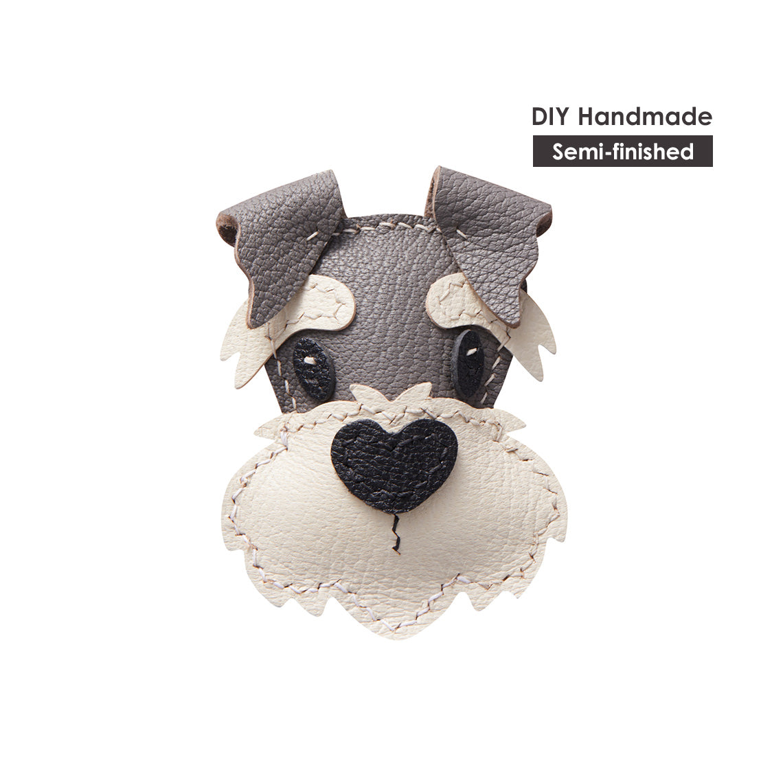 CUCUBIRD POPSEWING® Sheep Leather Schnauzer Keychain Charm DIY Kit  