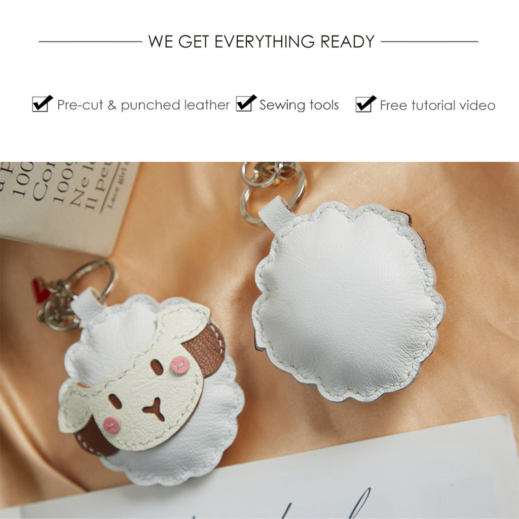 CUCUBIRD POPSEWING® Sheep Leather Sheep Keychain DIY Kit  