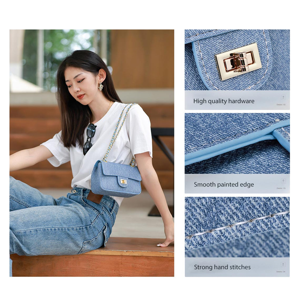 CUCUBIRD POPSEWING® Leather Denim Small Chain Bag DIY Kits  