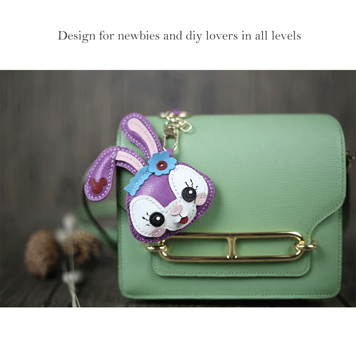 CUCUBIRD POPSEWING® Leather Lavender Bunny Keychain DIY Kit  