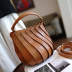 CUCUBIRD Vegetable Tanned Leather Design Shell Handbag  