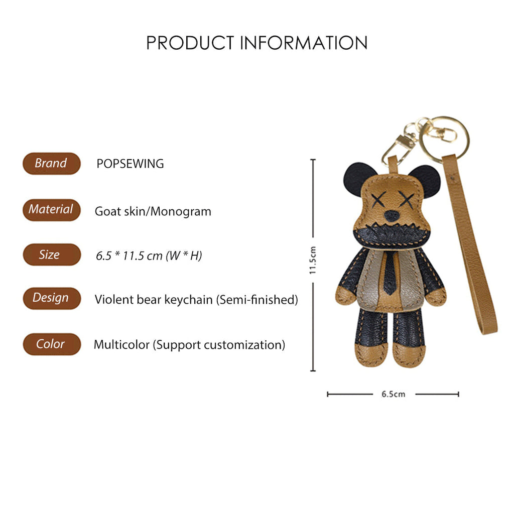 CUCUBIRD POPSEWING® Leather Violent Bear Keychain Charm DIY Kit  