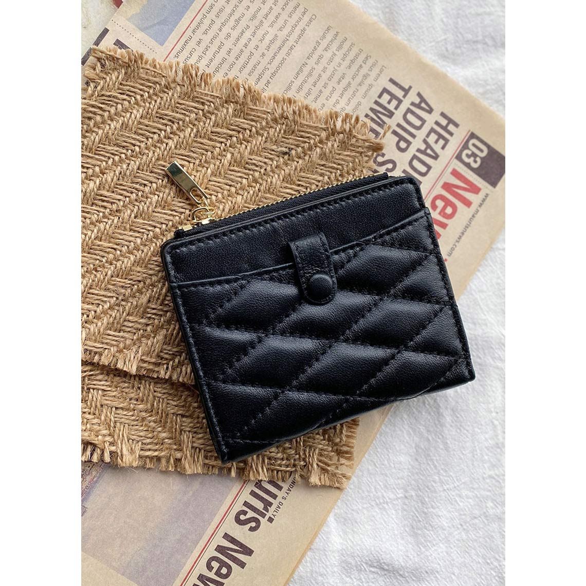 CUCUBIRD Sheep Leather Quilted Bifold Wallet  