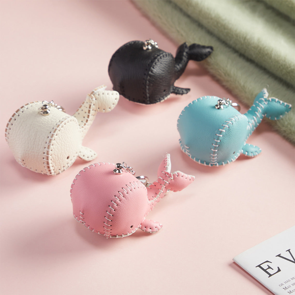 CUCUBIRD POPSEWING® Sheep Leather Whale Keychain DIY Kit  