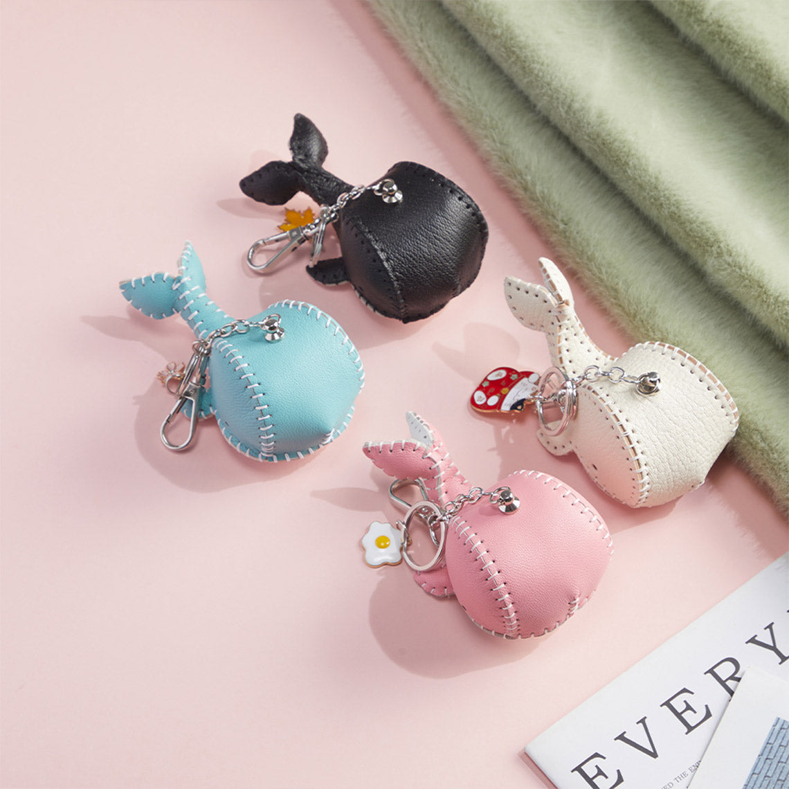 CUCUBIRD POPSEWING® Sheep Leather Whale Keychain DIY Kit  