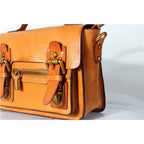 CUCUBIRD Vegetable Tanned Leather Vintage Women Satchel Bag  