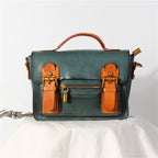 CUCUBIRD Vegetable Tanned Leather Vintage Women Satchel Bag  