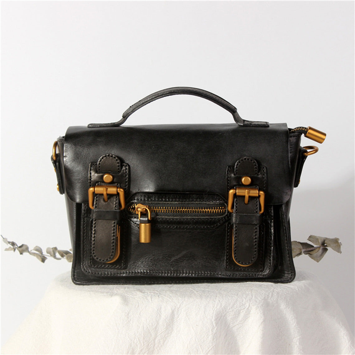 Vegetable Tanned Leather Vintage Women Satchel Bag