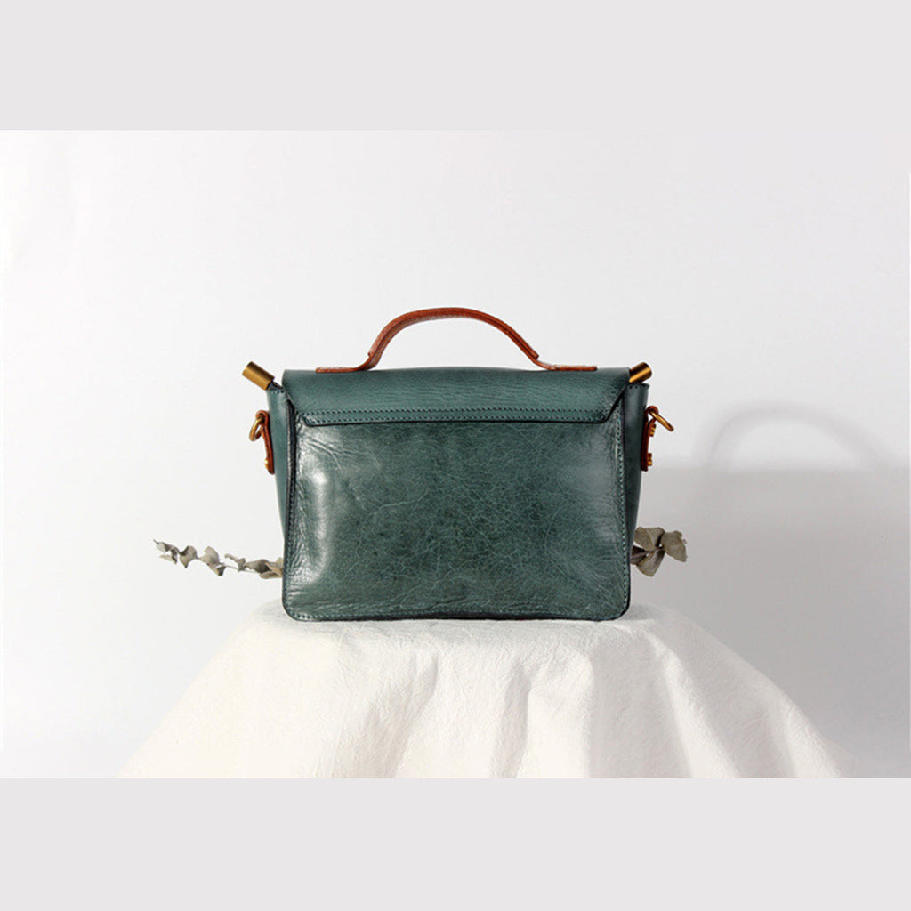CUCUBIRD Vegetable Tanned Leather Vintage Women Satchel Bag  