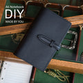 CUCUBIRD Full Grain Leather Strap A6 Notebook Cover DIY Kit Black/Peacock blue 