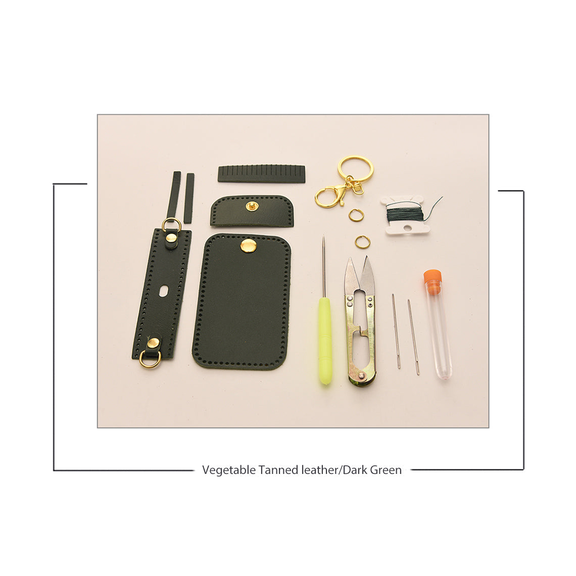 CUCUBIRD Full Grain Leather AirPods Pro Holder DIY Kit Dark Green 