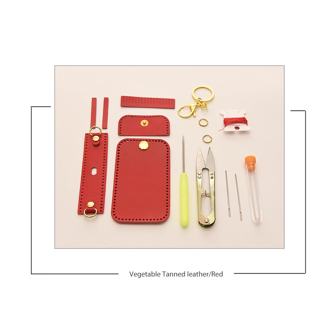 CUCUBIRD Full Grain Leather AirPods Pro Holder DIY Kit Red 