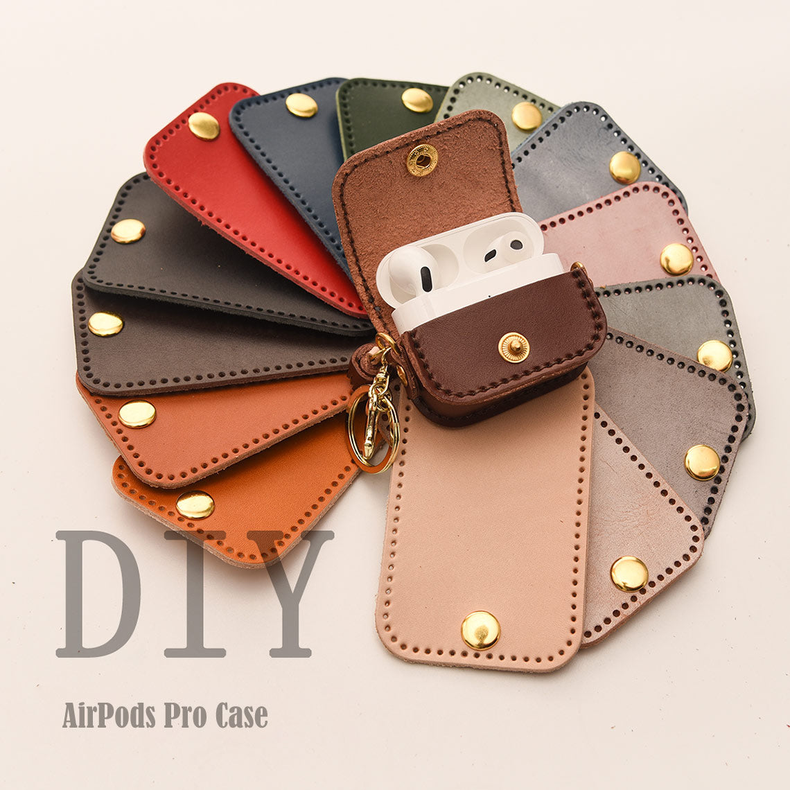 Full Grain Leather AirPods Pro Holder DIY Kit - CUCUBIRD