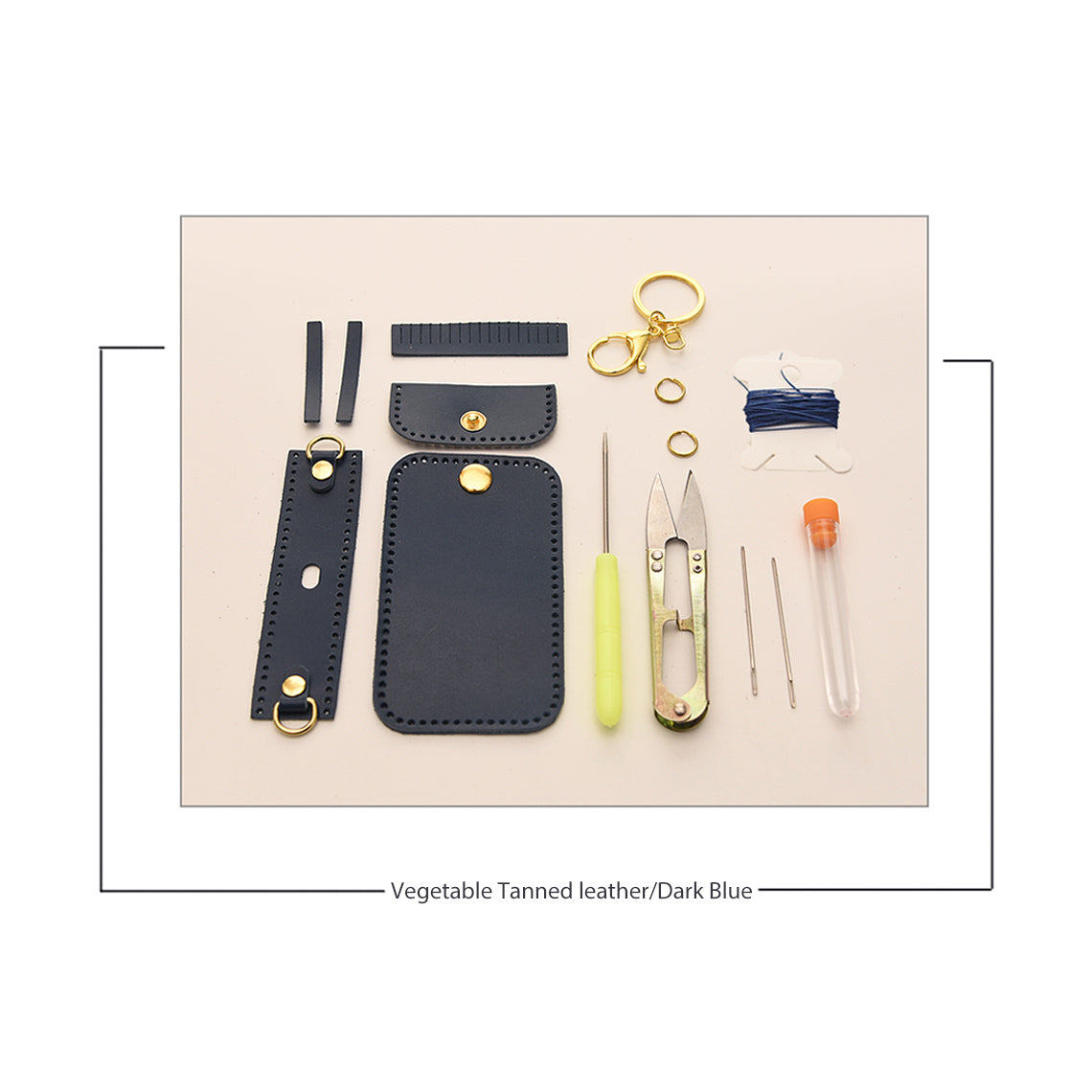 CUCUBIRD Full Grain Leather AirPods Pro Holder DIY Kit Dark Blue 