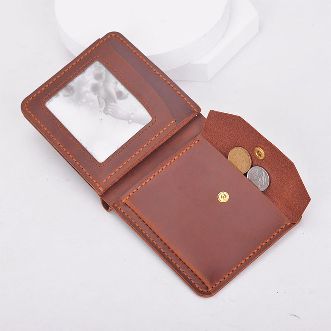 CUCUBIRD Crazy Horse Leather Trifold Wallet DIY Kit  