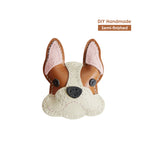 CUCUBIRD Sheep Leather French Bulldog Keychain DIY Kit Brown 