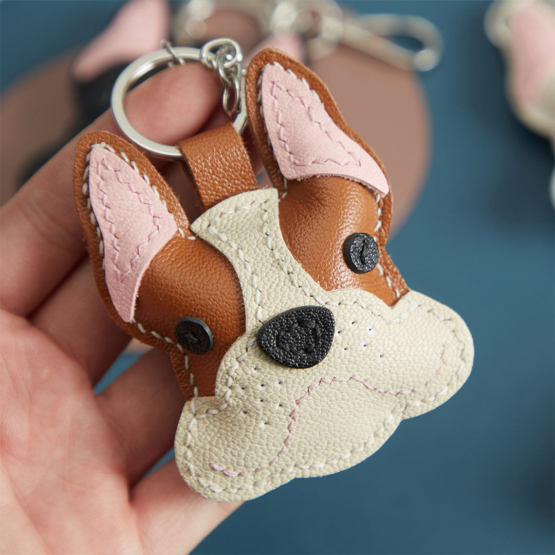 Sheep Leather French Bulldog Keychain DIY Kit - CUCUBIRD