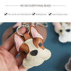 CUCUBIRD Sheep Leather French Bulldog Keychain DIY Kit  