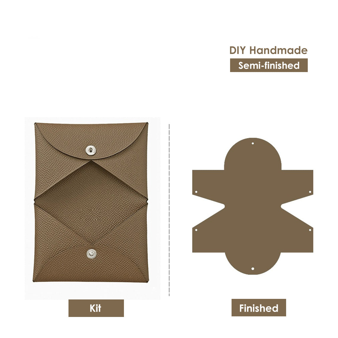 CUCUBIRD Epsom Leather Inspired Calvi Card Holder DIY Kit Taupe 