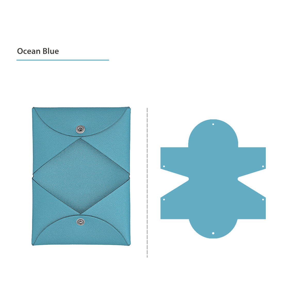 CUCUBIRD Epsom Leather Inspired Calvi Card Holder DIY Kit Ocean Blue 