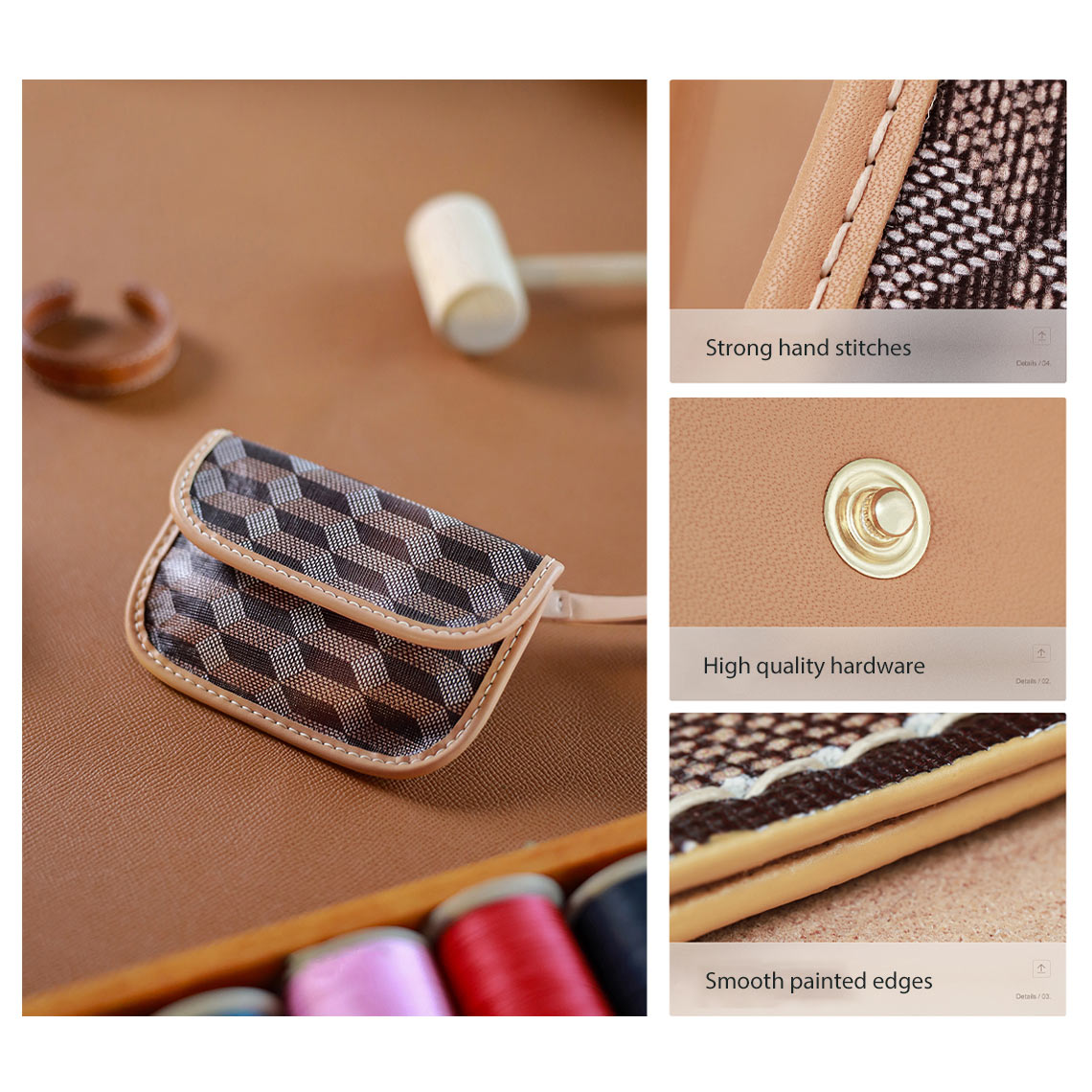 Leather Checker Coin Purse DIY Kits - CUCUBIRD