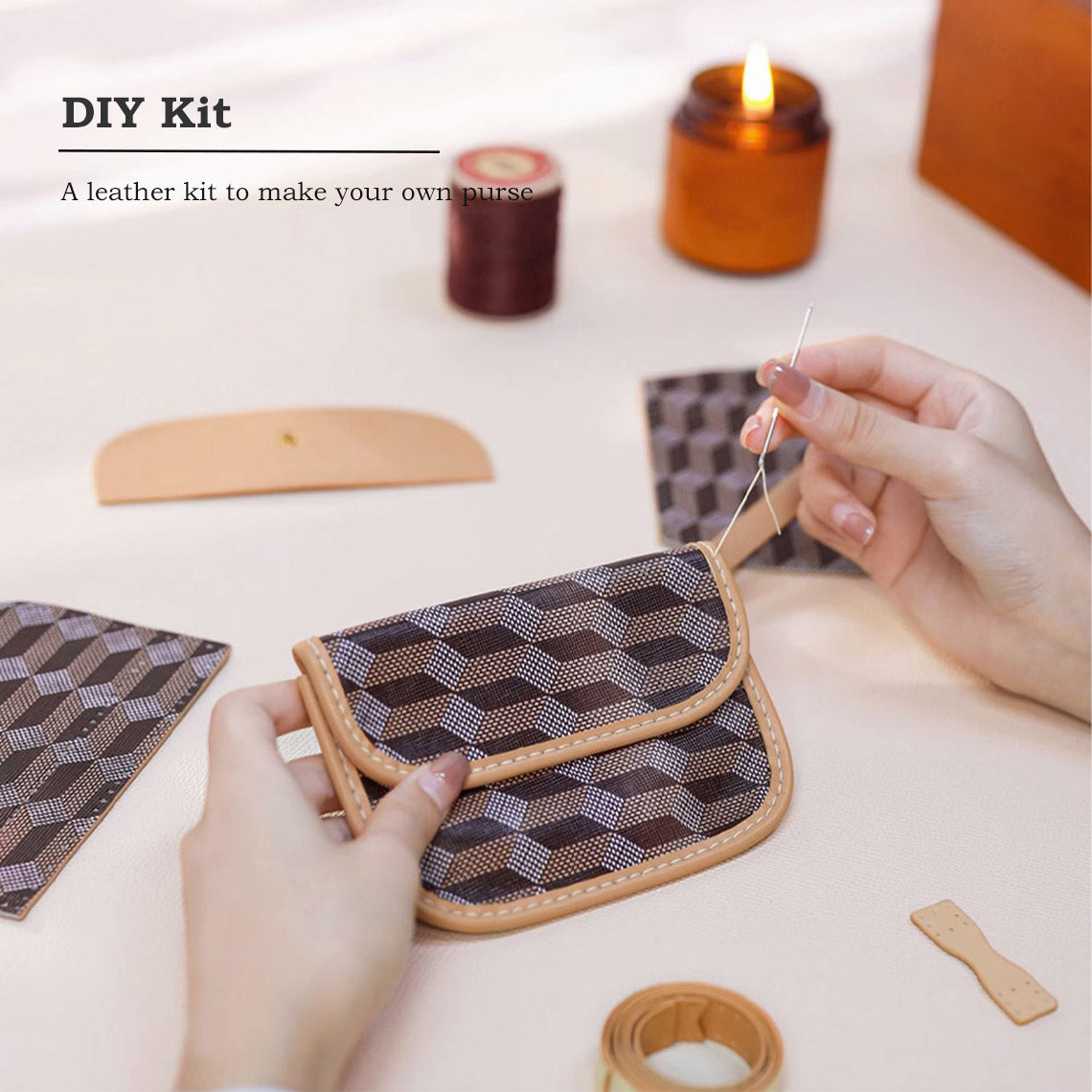 CUCUBIRD Leather Checker Coin Purse DIY Kits  