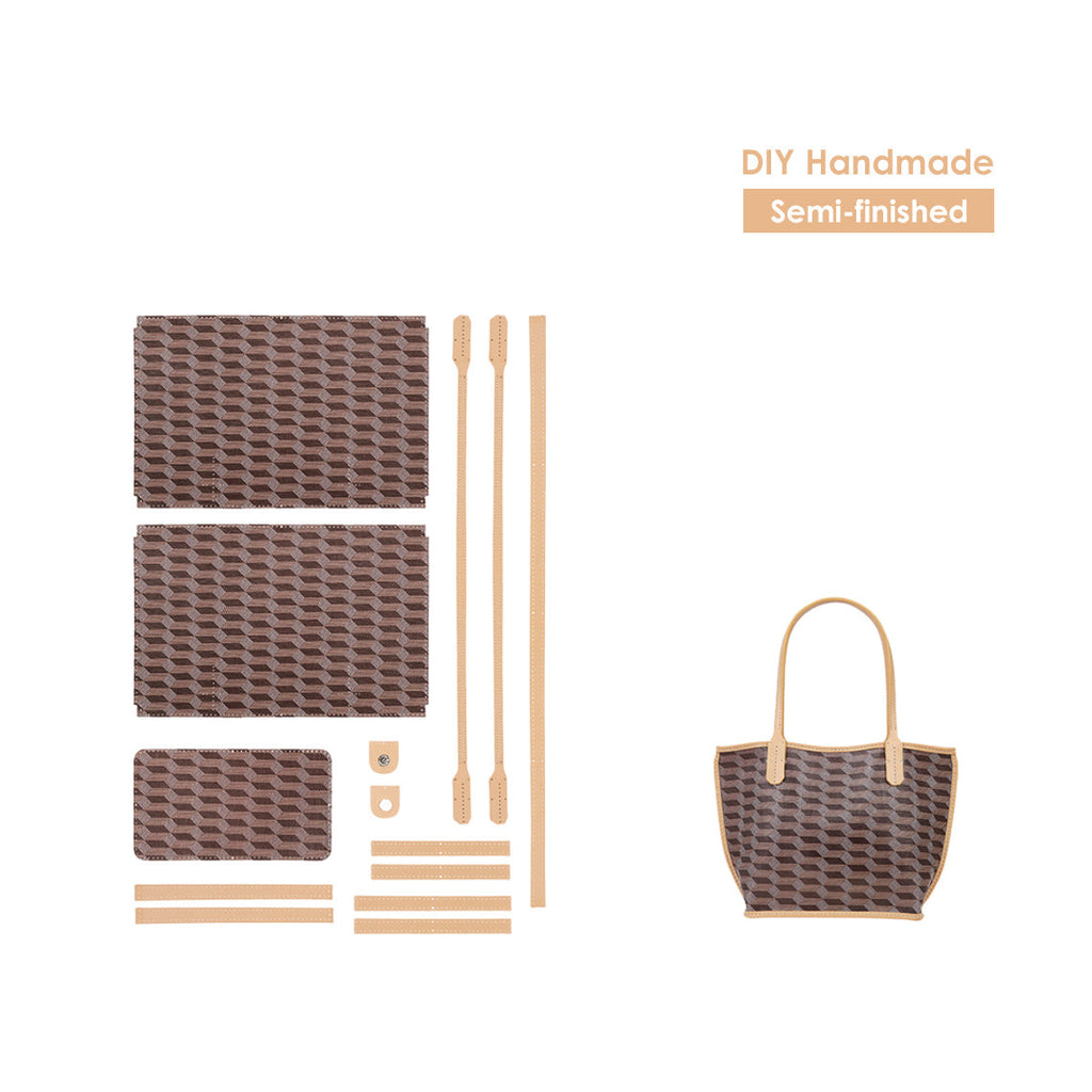 CUCUBIRD Leather Checker Tote Handbag DIY Kits  