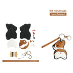 CUCUBIRD Sheep Leather Corgi Dog Keychain DIY Kit  
