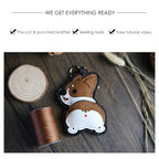 CUCUBIRD Sheep Leather Corgi Dog Keychain DIY Kit  